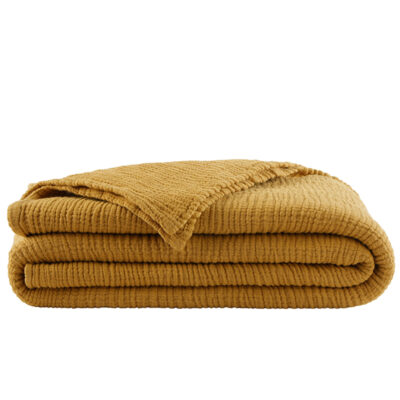 luxe bedsprei in mosterd geel