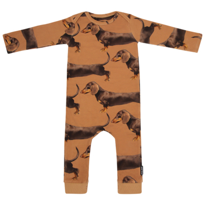 jumpsuit voor baby's met bruine teckeltjes
