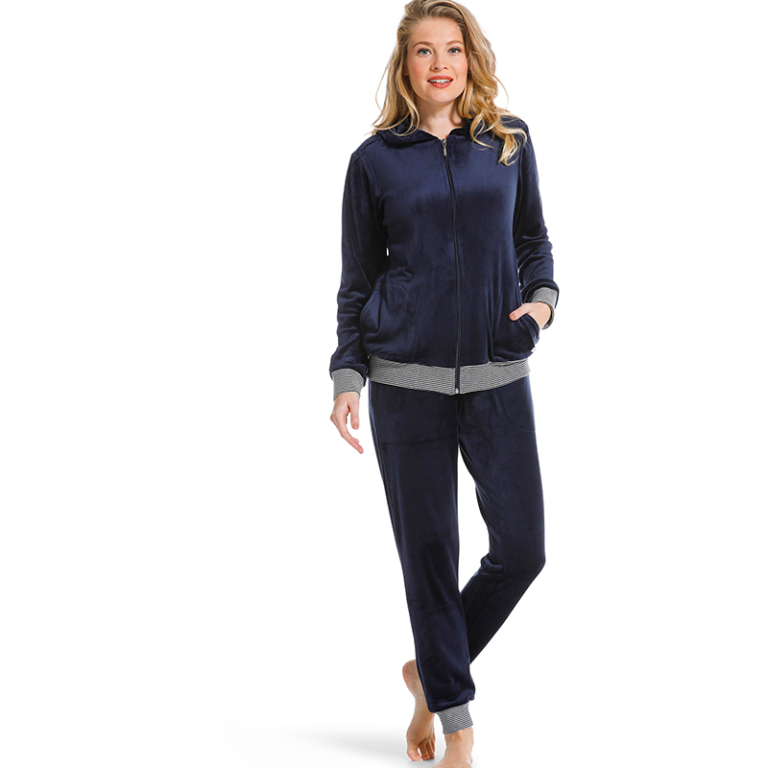 Velours huispak dames Blauw Chique en toch sportief