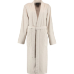badjas dames katoen in beige grijs / travertin
