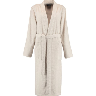 badjas dames katoen in beige grijs / travertin