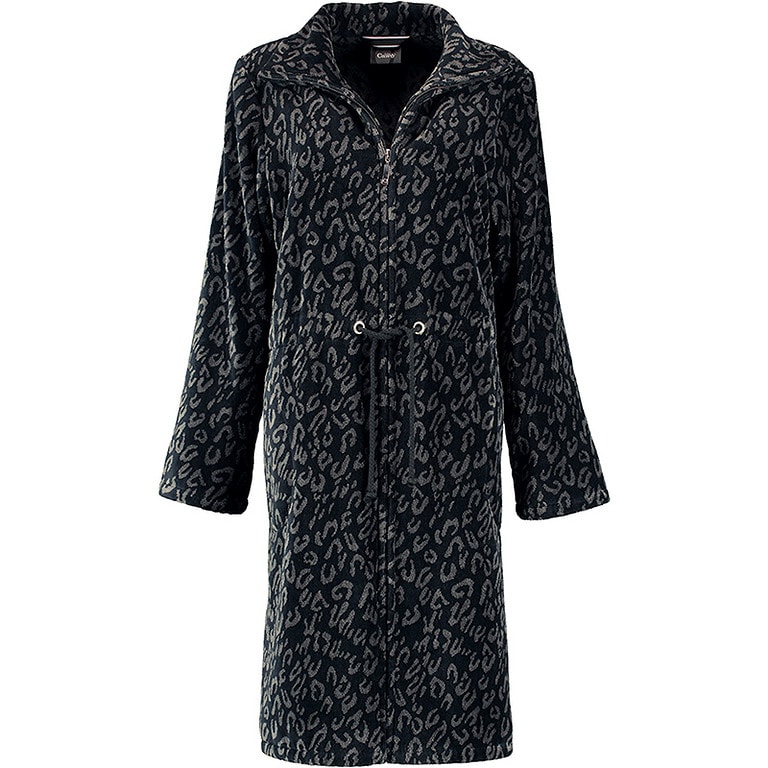 Pastunette Premium Pastunette Premium jacquard fleece warme ochtendjas met rits 'monochrome zigzags