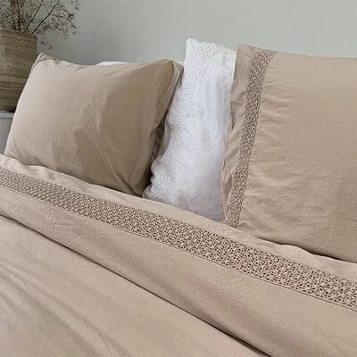 zand broderie dekbedovertrek