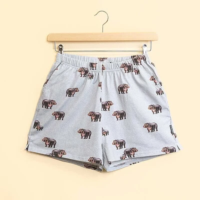 shorts grijs met nijlpaarden