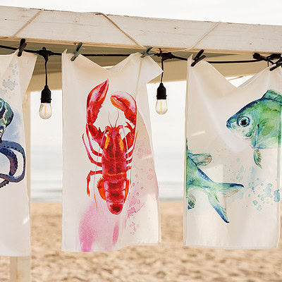 theedoek vis, kreeft, octopus