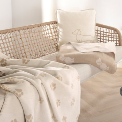 honden deken bank beige