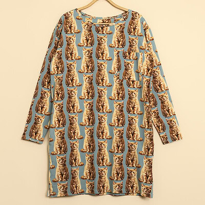 snurk long sleeve dress met poezen