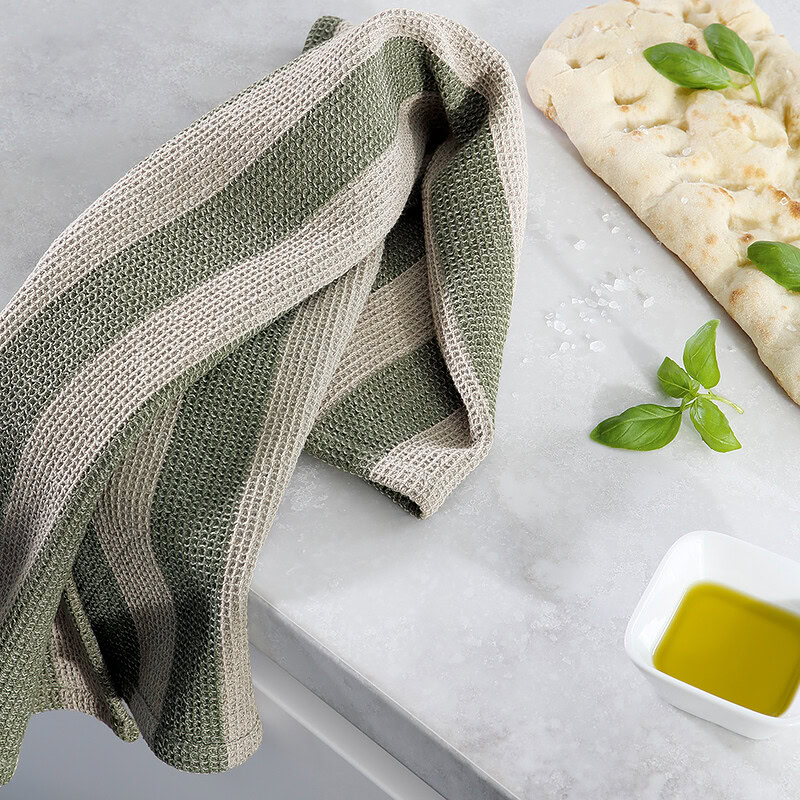 keukendoeken groen met beige