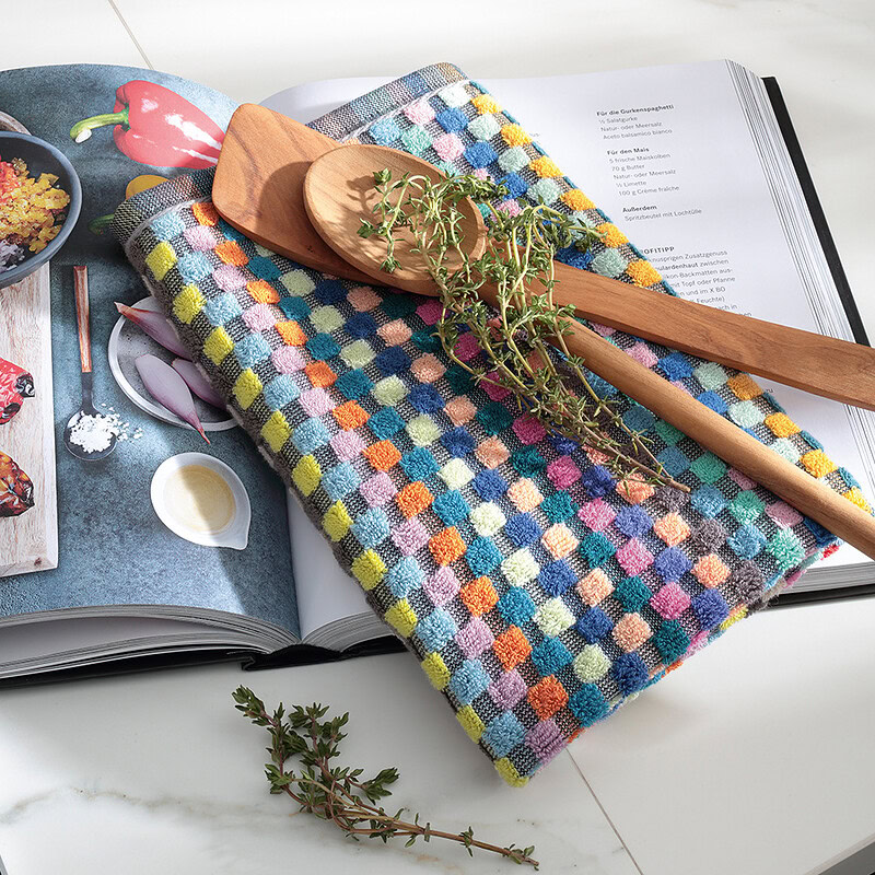 kookboek met cawo wafel theedoek handdoek
