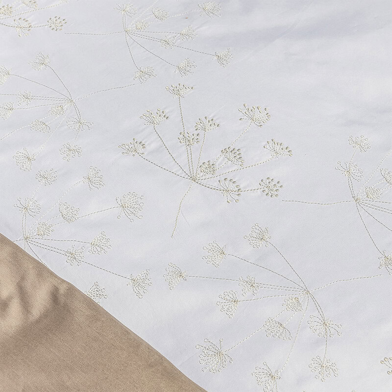 wit broderie detail van dekbed