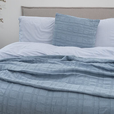 katoenen bedsprei blauw