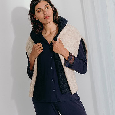 alice et maman nachtkleding pyjama donkerblauw met vest