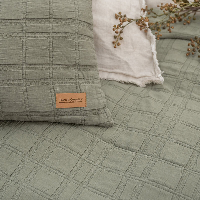 katoenen bedsprei groen