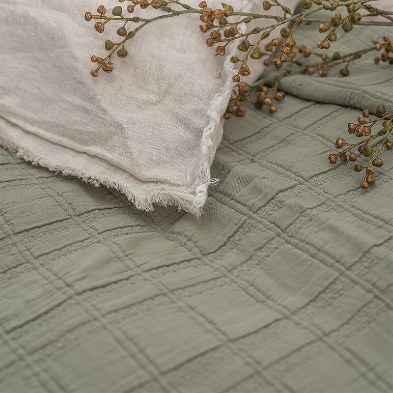 detail van sprei groen