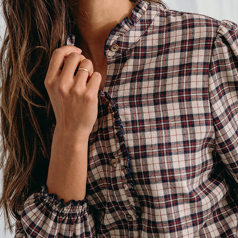 ruiten pyjama flanel met knopen