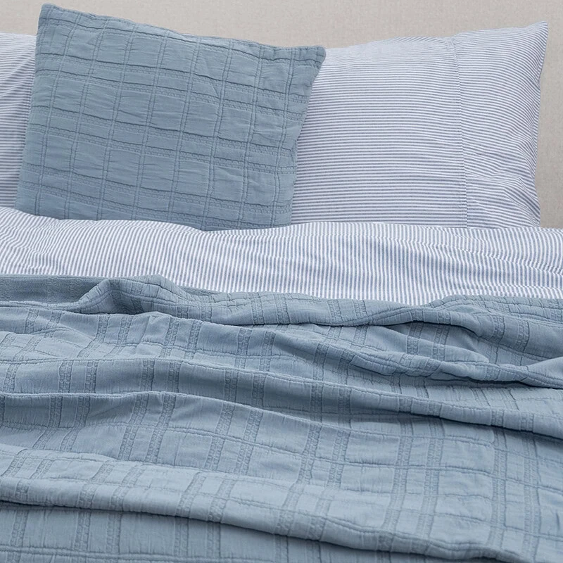 katoenen bedsprei blauw