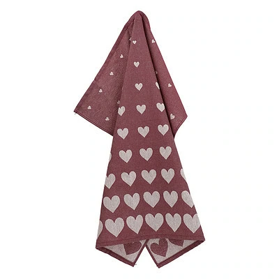 Bunzlau Castle theedoek Hearts Burgundy