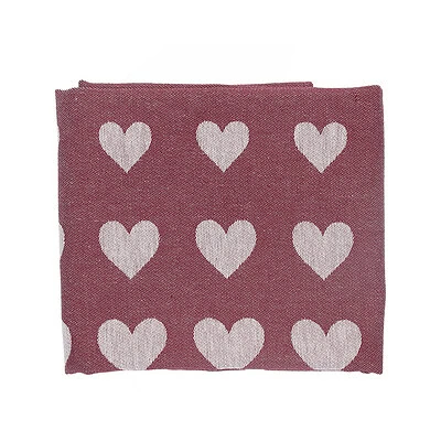 theedoek met hartjes burgundy