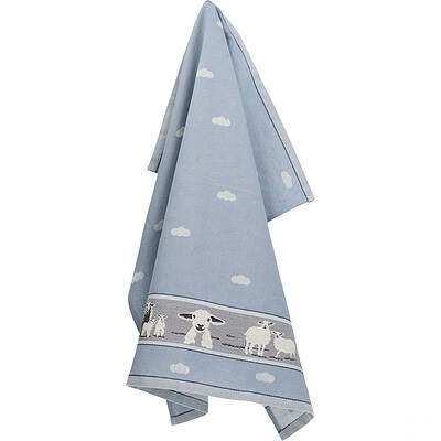 schapen theedoek blauw