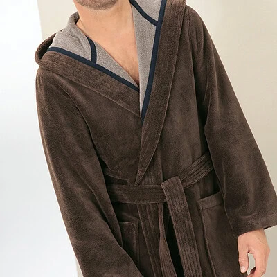 heren badjas badstof in de kleur bruin