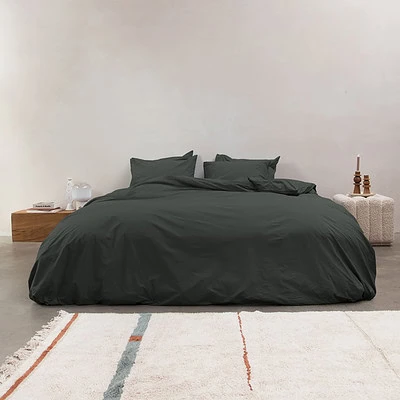 Flanellen dekbedovertrek Dark Grey