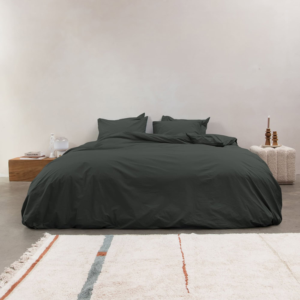 Flanellen dekbedovertrek Dark Grey