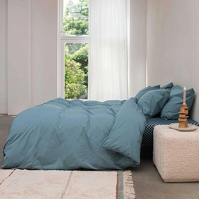 Flanellen dekbedovertrek blauw