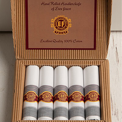 heren zakdoeken in sigarendoosje karton