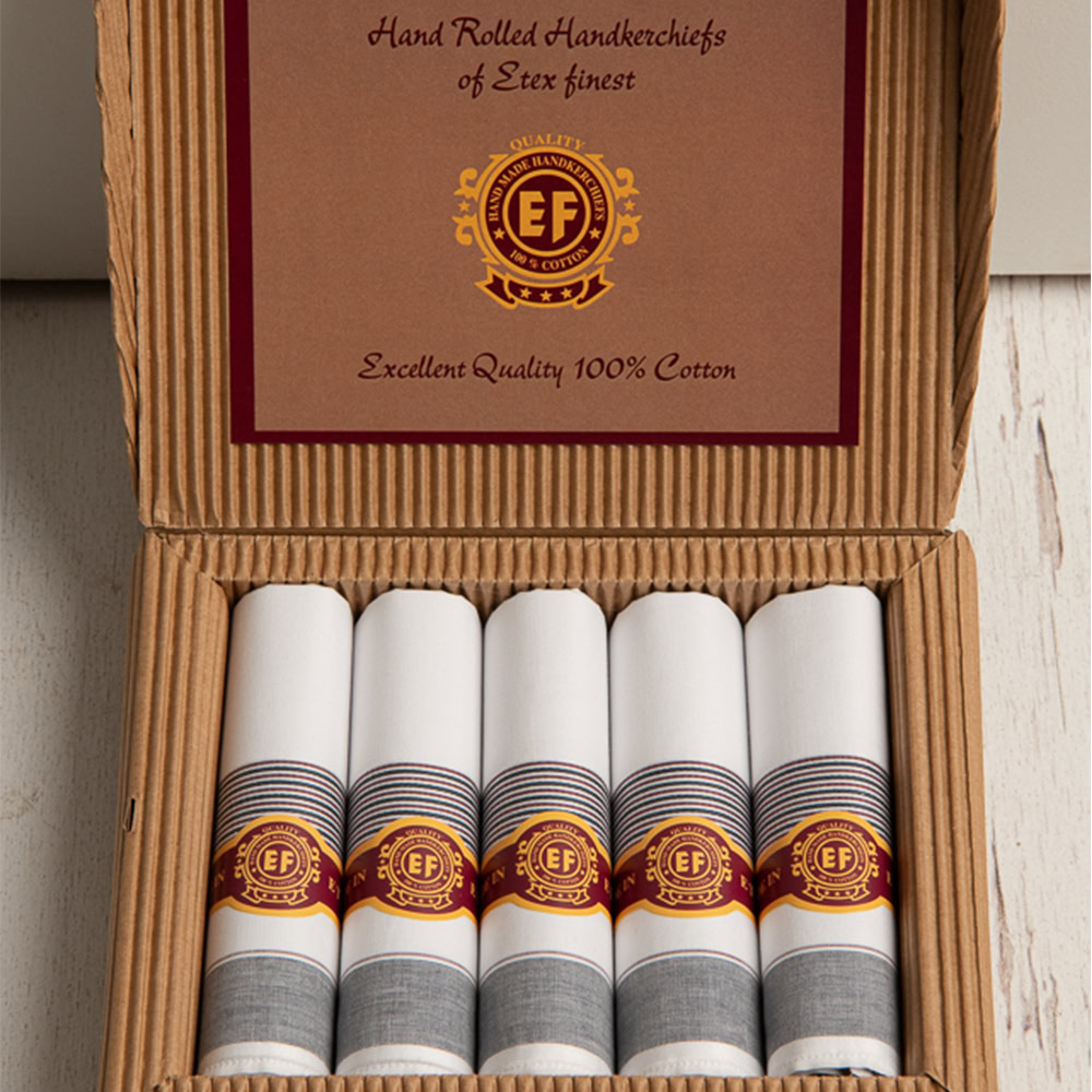 heren zakdoeken in sigarendoosje karton