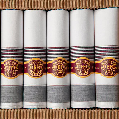 opgerolde luxe heren zakdoeken wit met grijs