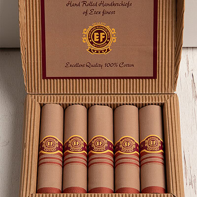 heren zakdoeken in sigarendoosje bruin