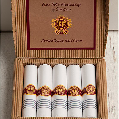 heren zakdoeken in sigarendoosje karton