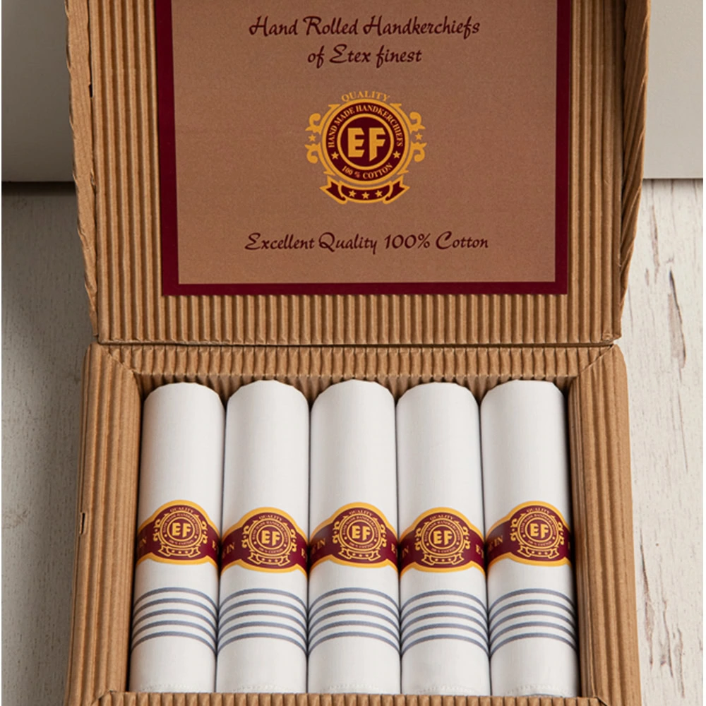 heren zakdoeken in sigarendoosje karton