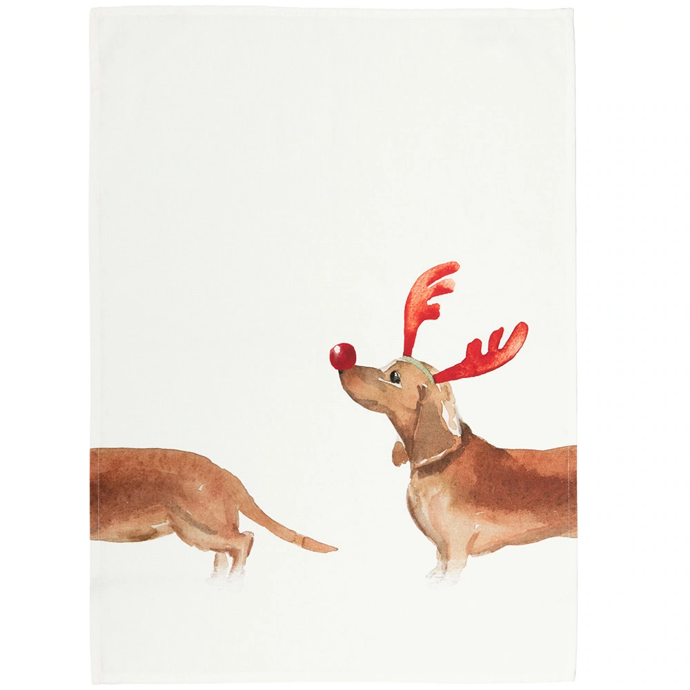 kerst theedoek teckel