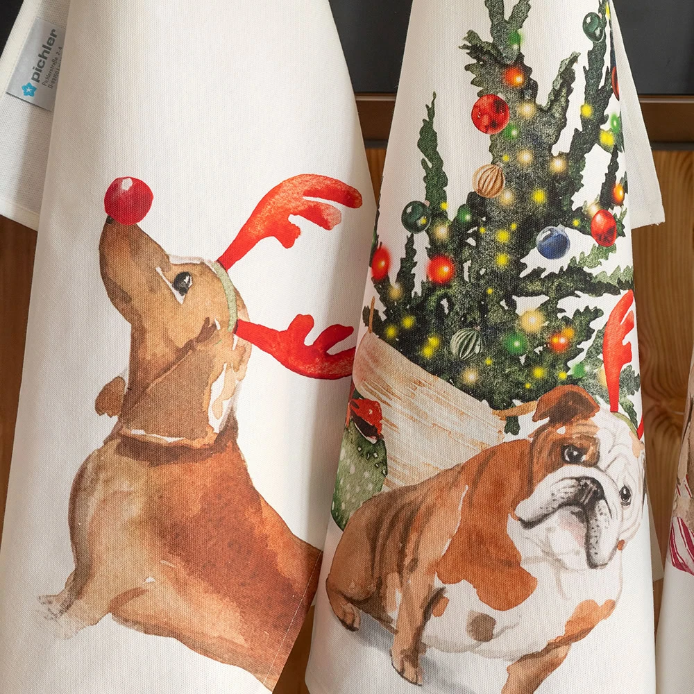 kerst theedoeken honden