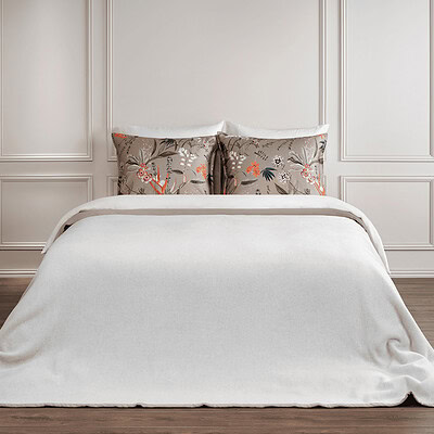 Wollen deken Beige/ Ecru