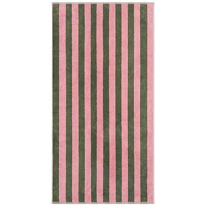 gestreepte handdoek olijf/roze