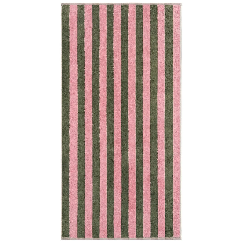gestreepte handdoek olijf/roze
