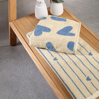badkamer handdoeken blauw hartjes