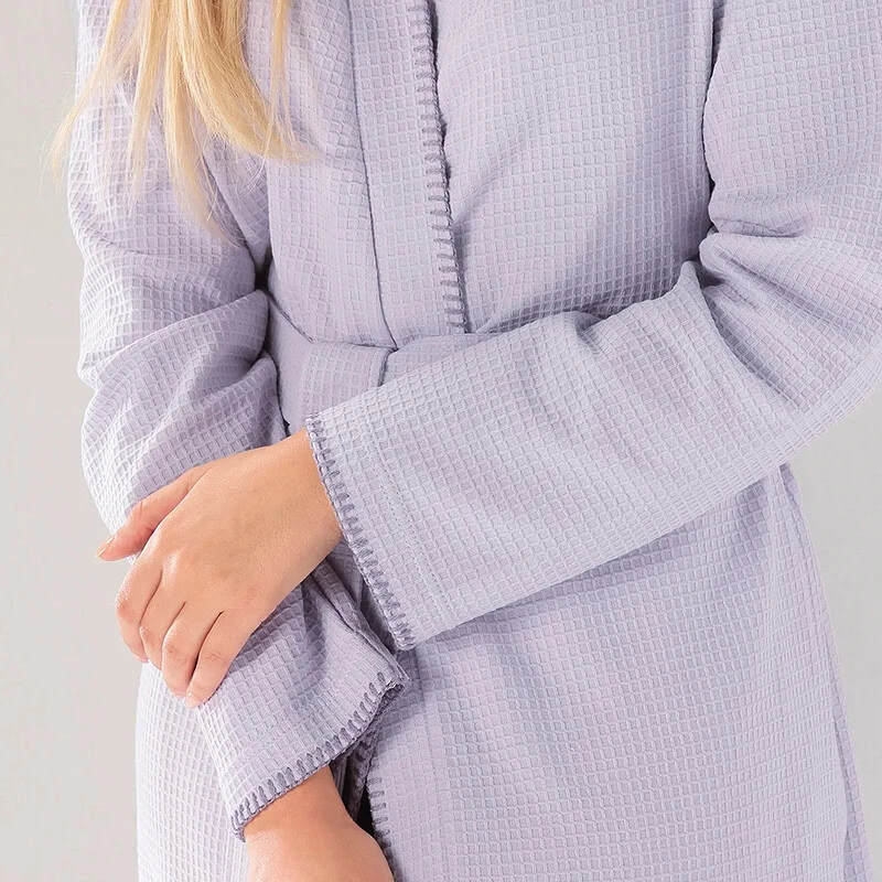 wafelstof badjas paars