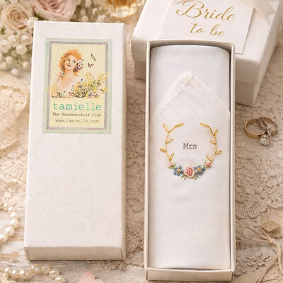 bruidszakdoek handgeborduurd