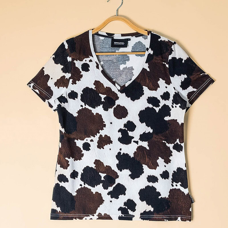 koeienprint shirt met v-neck
