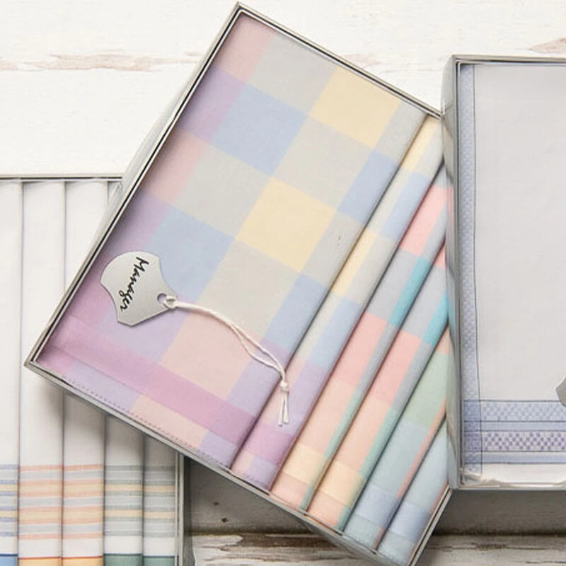 6 stuks geruite dames zakdoeken pastelkleuren