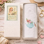 vintage theepot handgeborduurde zakdoek katoen