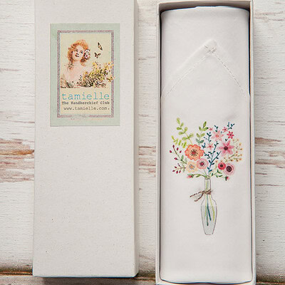 bloemvaas handgeborduurde katoenen zakdoek dames