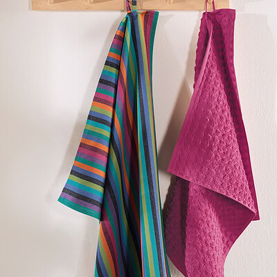 handdoekenset roze en streep