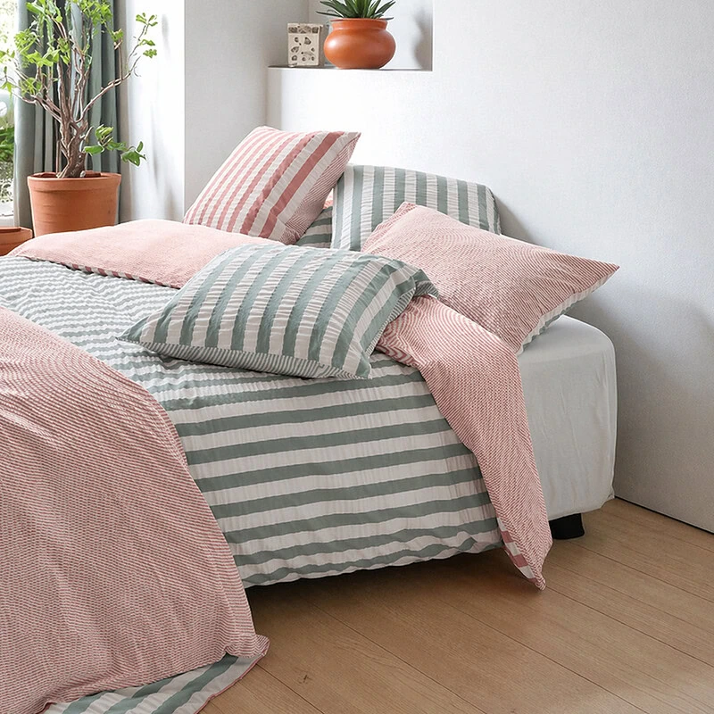 strepen dekbedovertrek strijkvrij