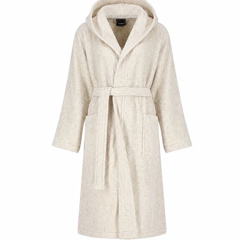 beige badjas met capuchon