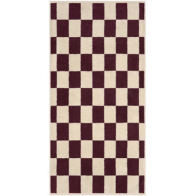 handdoek ruit beige/ burgund