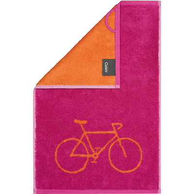 Cawö Postcard Towel Bicycle - Pink met oranje